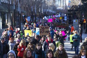 Estimated 4,000 people attended the Calgary Women's March // Photo by Melanie Woods.